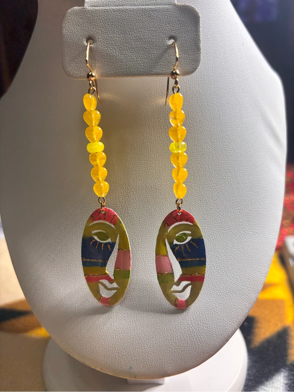 Custom made for @istiddard Artisan abstract hand painted metallic earrings - Picture 4 of 6